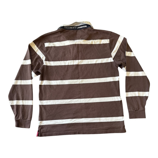 Large Hackett Brown Rugby Shirt - Marked