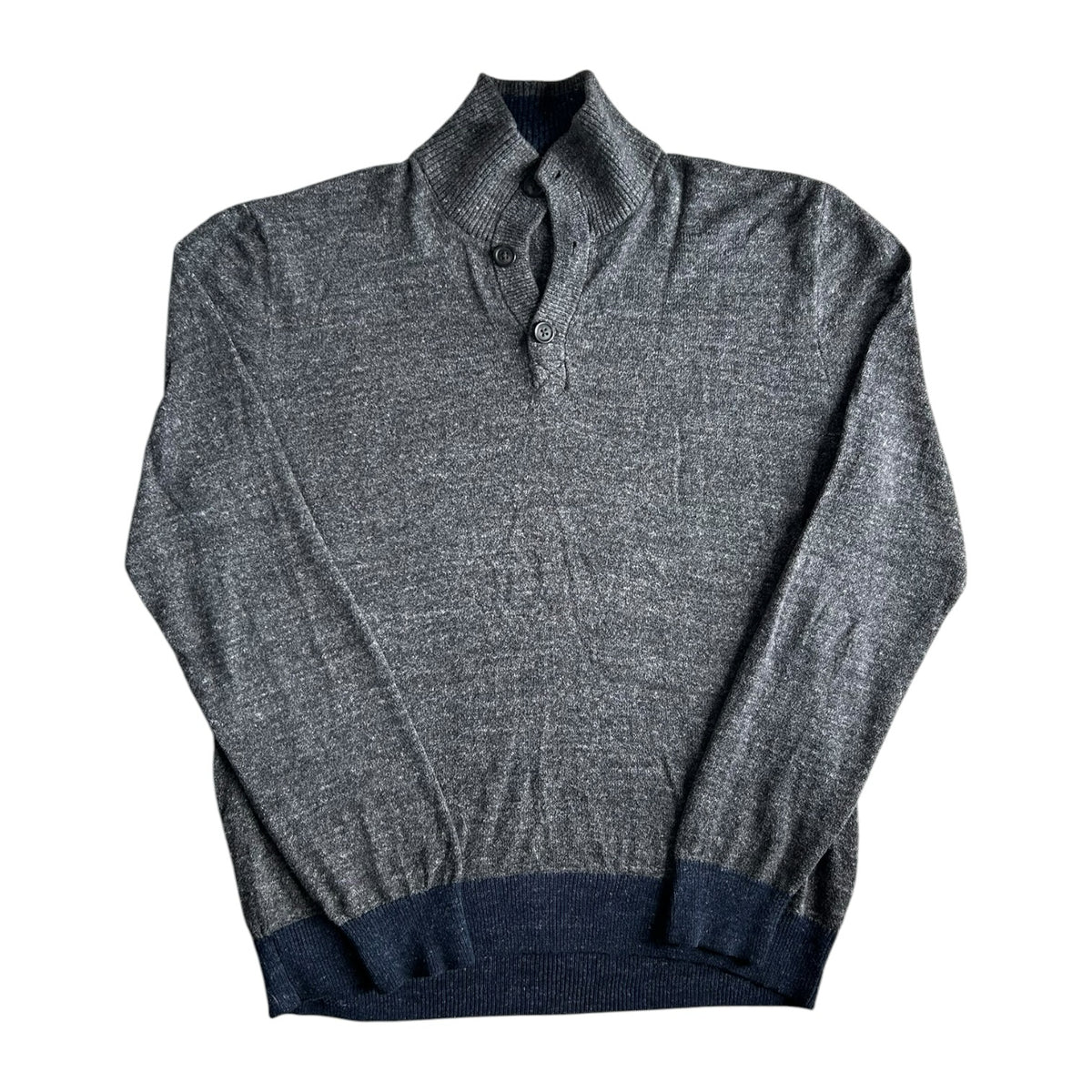 Large Gap Grey and Navy 1/4 Button Jumper