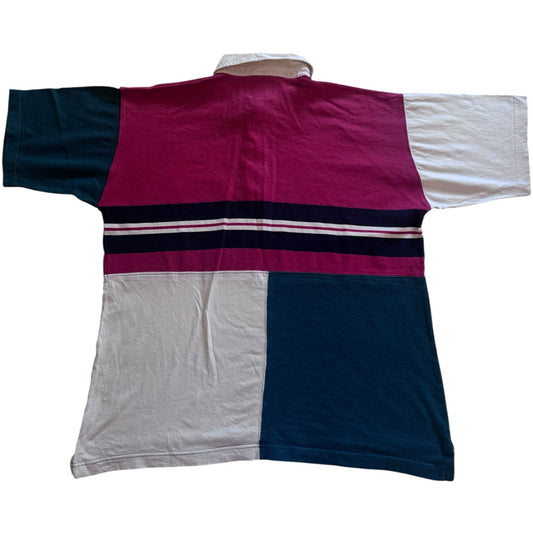 Large TBS Red, White and Navy Blue Rugby Polo Shirt