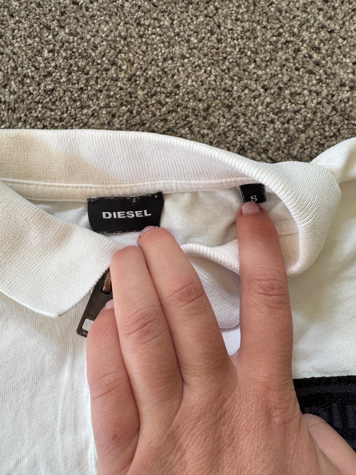 Small Diesel White Avant Garde Zip Polo Shirt