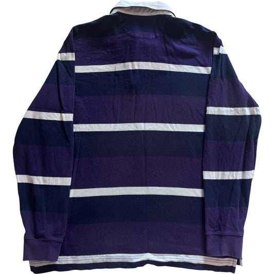 Medium Massimo Dutti Purple, Navy and White Rugby Shirt