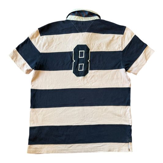 Large Tommy Hilfiger Navy/Pink Short Sleeved Rugby Shirt