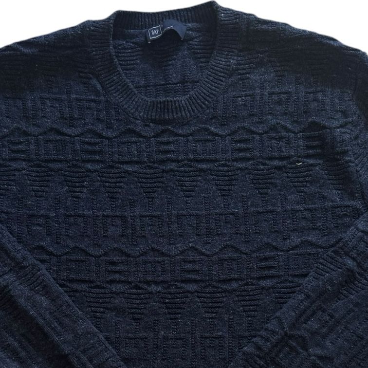 Large Gap Navy Blue Knitted Textured Jumper