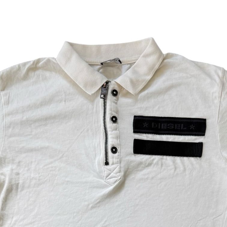 Small Diesel White Avant Garde Zip Polo Shirt