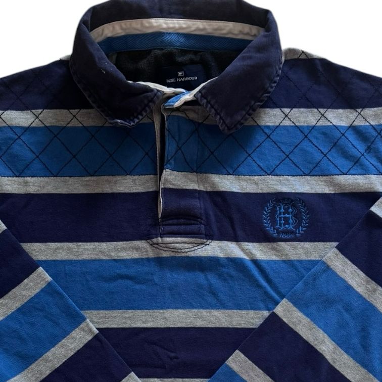 Extra large Blue Harbour Blue, Navy and White Rugby Shirt