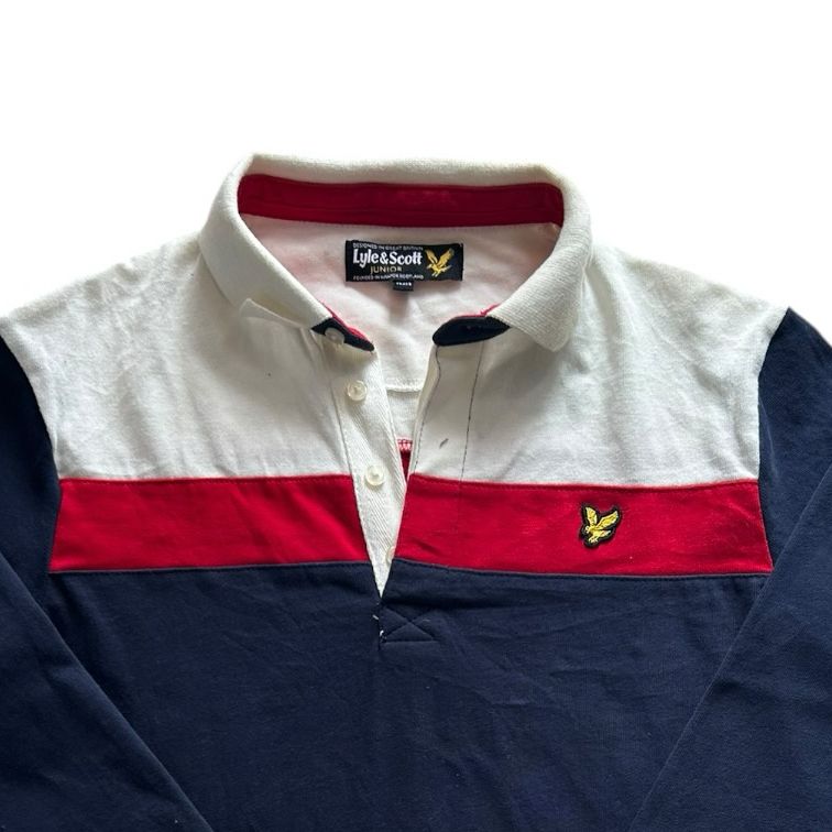 Aged 12-13 Lyle & Scott Navy, Red and White Rugby Shirt
