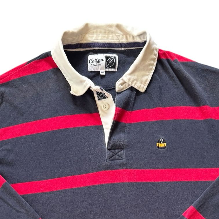 3XL Cotton Traders Navy and Red Rugby Shirt
