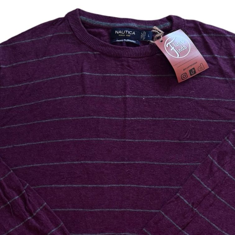 Large Nautica Plum Purple and Grey Knitted Jumper