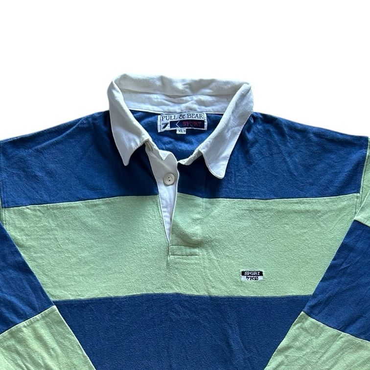 Extra large Pull & Bear Blue and Green Rugby Shirt