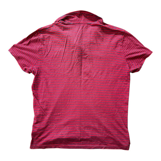 Large Ralph Lauren Red and Navy Striped Pocket Polo Shirt
