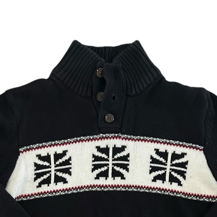 Aged 14-16 Chaps Black Knitted 1/4 Button Jumper