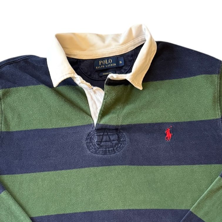 Extra large Ralph Lauren Navy And Green Rugby Shirt