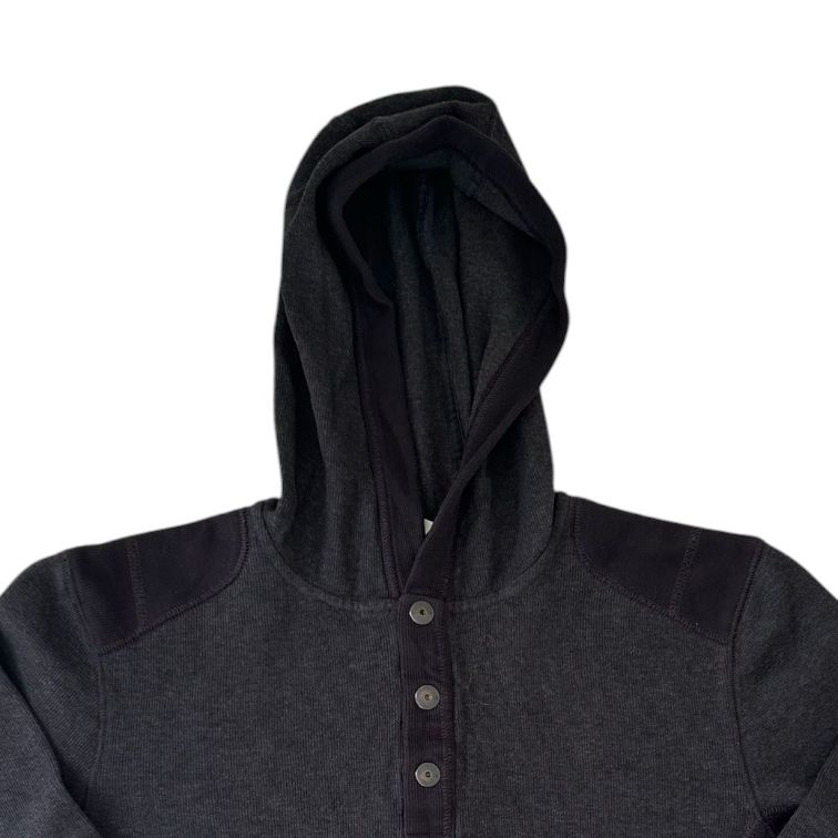 Medium Calvin Klein Black Two Toned Henley Button Hoodie