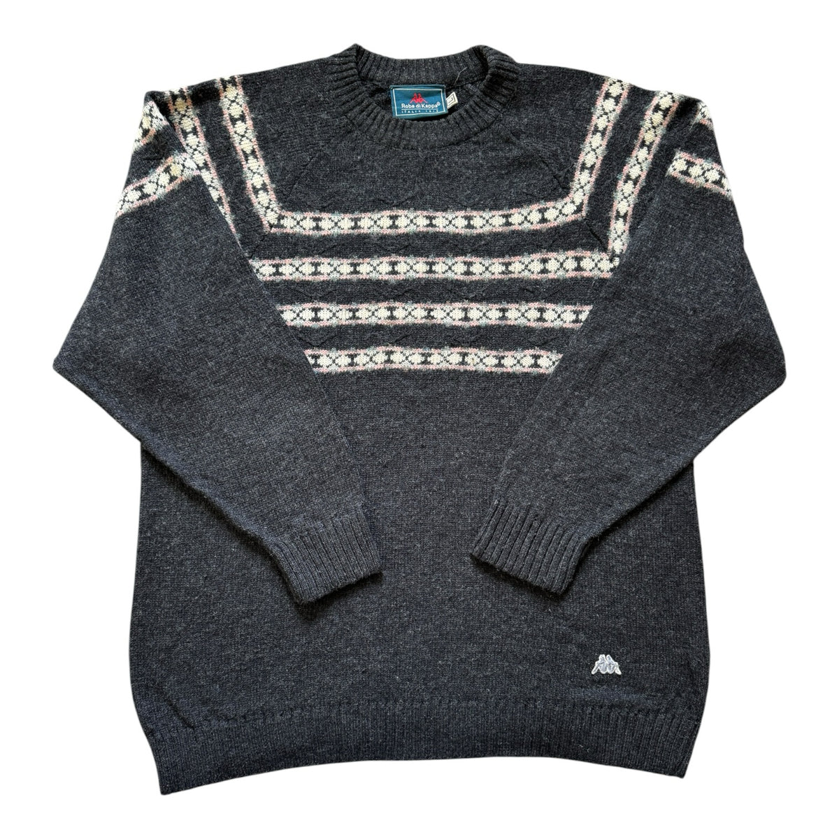 Large Kappa Grey Wool Knitted Vintage Jumper