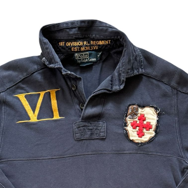 Rare Medium Ralph Lauren Navy 1st Division R.L. Regiment Rugby Shirt