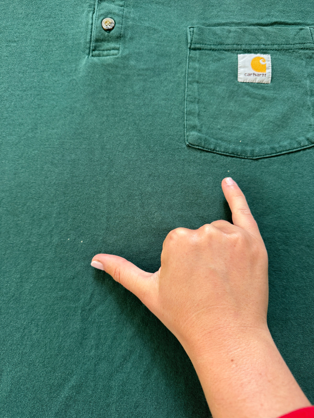 XXL Carhartt Green Henley Pocket T-Shirt