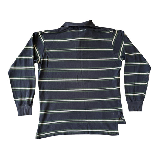 Large Ralph Lauren Navy and Green Long Sleeved Polo Shirt