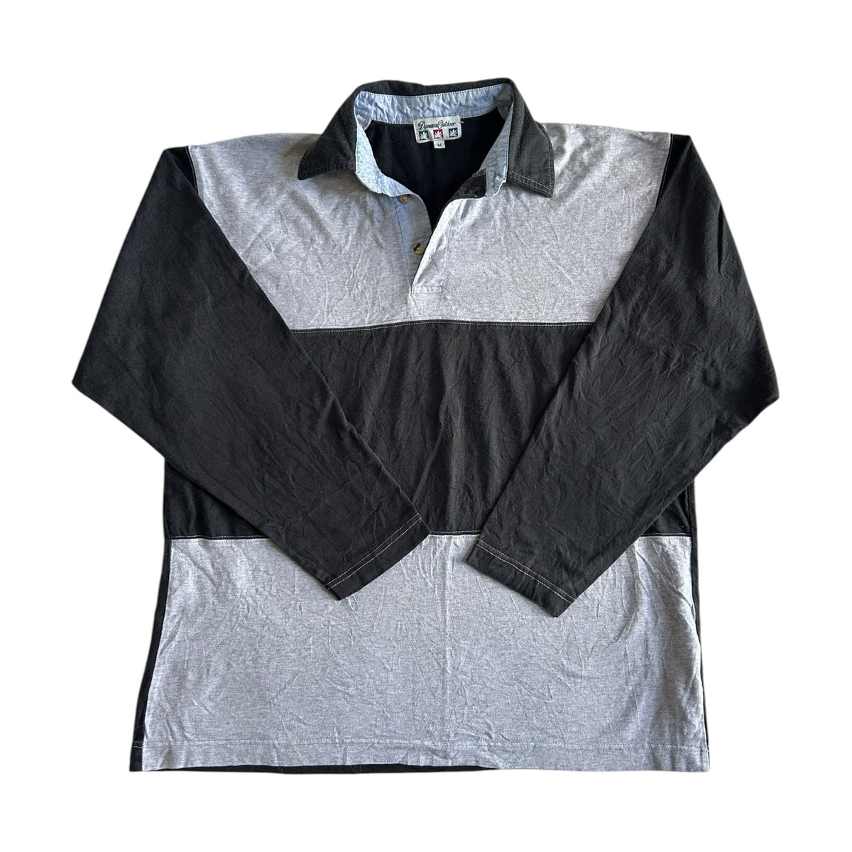Medium Dynam Outdoors Grey and Black Rugby Shirt