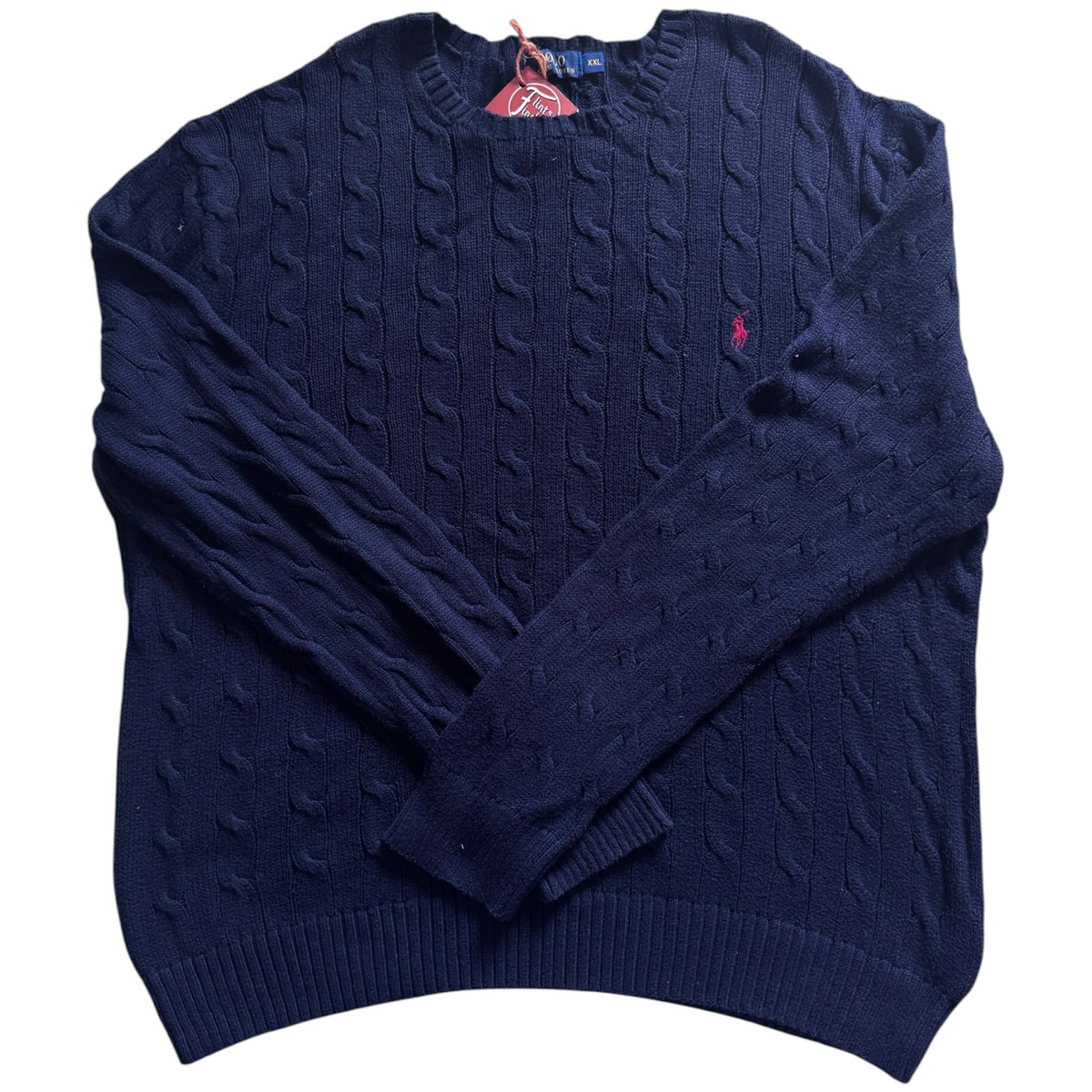 XXL Ralph Lauren Navy Cable Knit Jumper