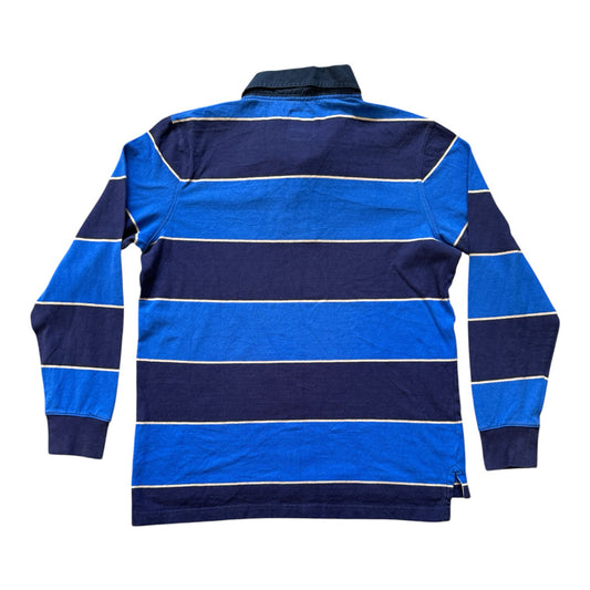Medium Lands' End Blue and Navy Rugby Shirt