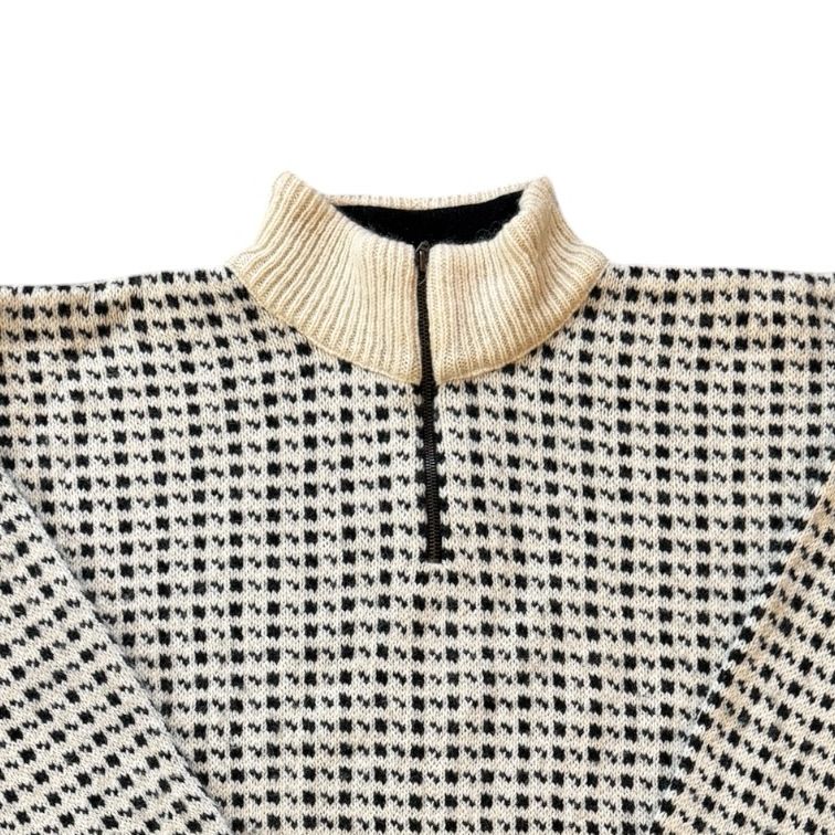Extra large Norwood of Norway White Wool Knitted 1/4 Zip Jumper