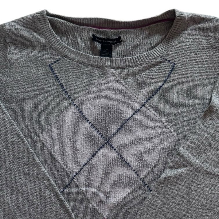 Small Tommy Hilfiger Grey Knitted Argyle Jumper