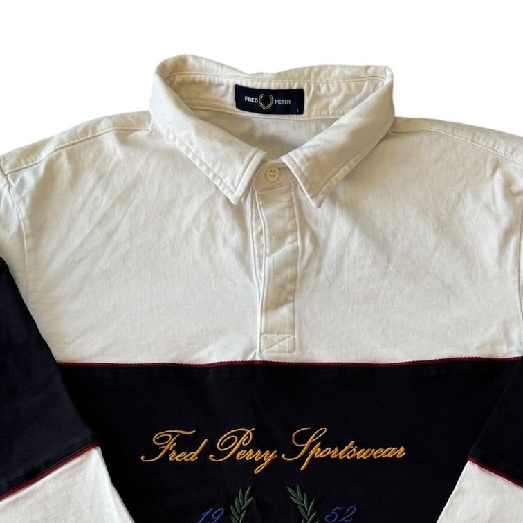 Large Fred Perry White Rugby Shirt