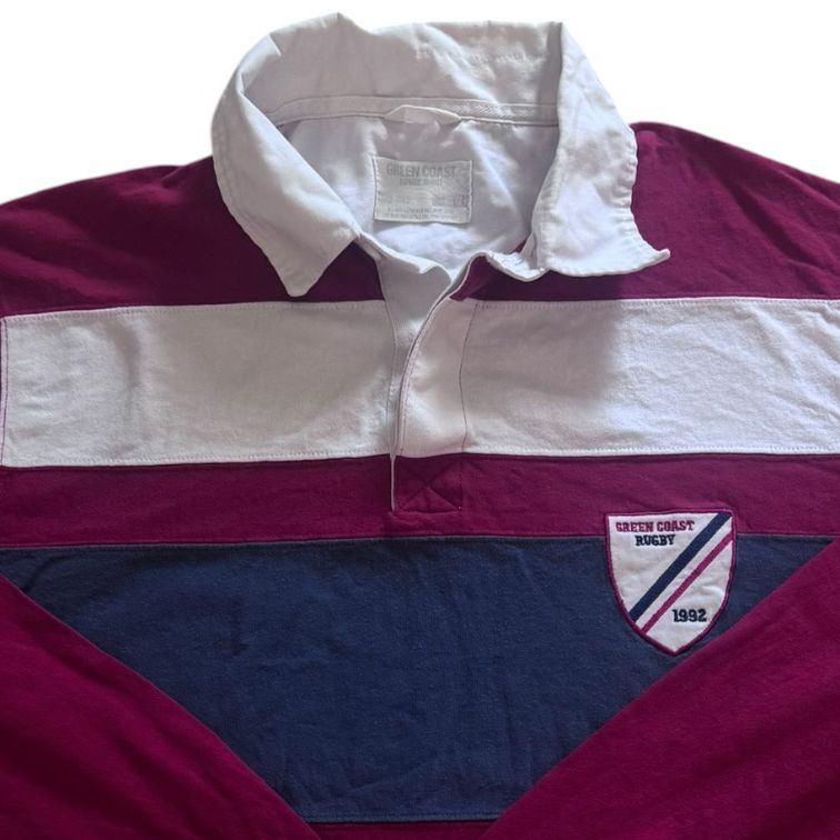 Medium Green Coast Red, White and Navy Rugby Shirt