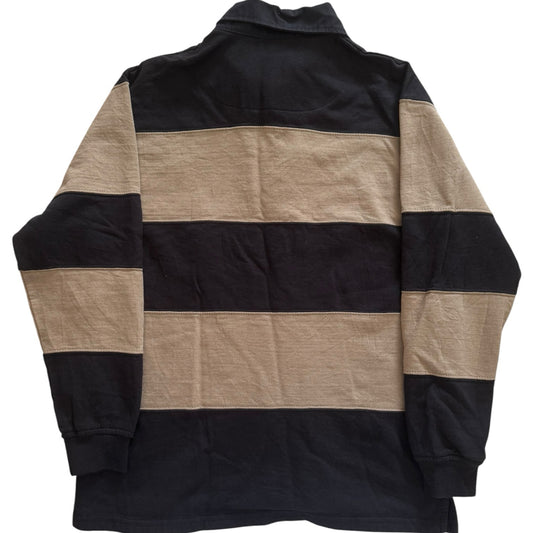 Medium Sergio Vitti Navy and Beige Rugby Shirt