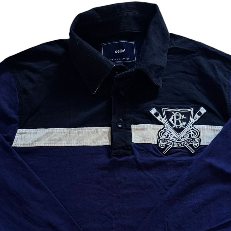 Large Celio Navy and Black Rugby Shirt