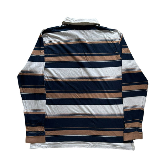Extra large Atlas For Men White, Brown and Navy Rugby Shirt