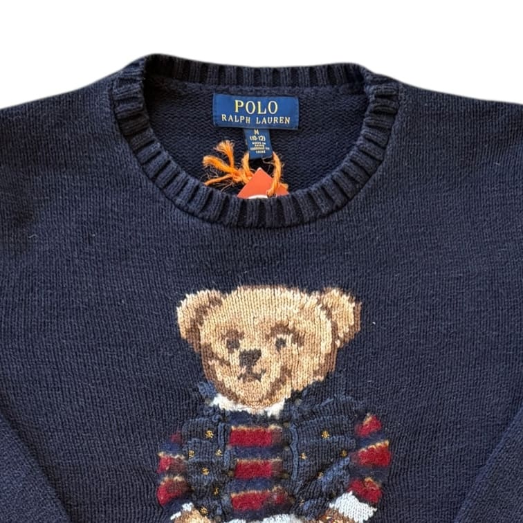 Aged 10-12 Ralph Lauren Navy Knitted Polo Bear Jumper