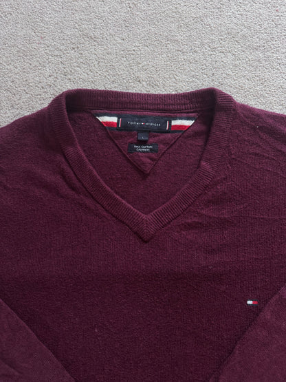 Large Tommy Hilfiger Plum V-Neck Jumper
