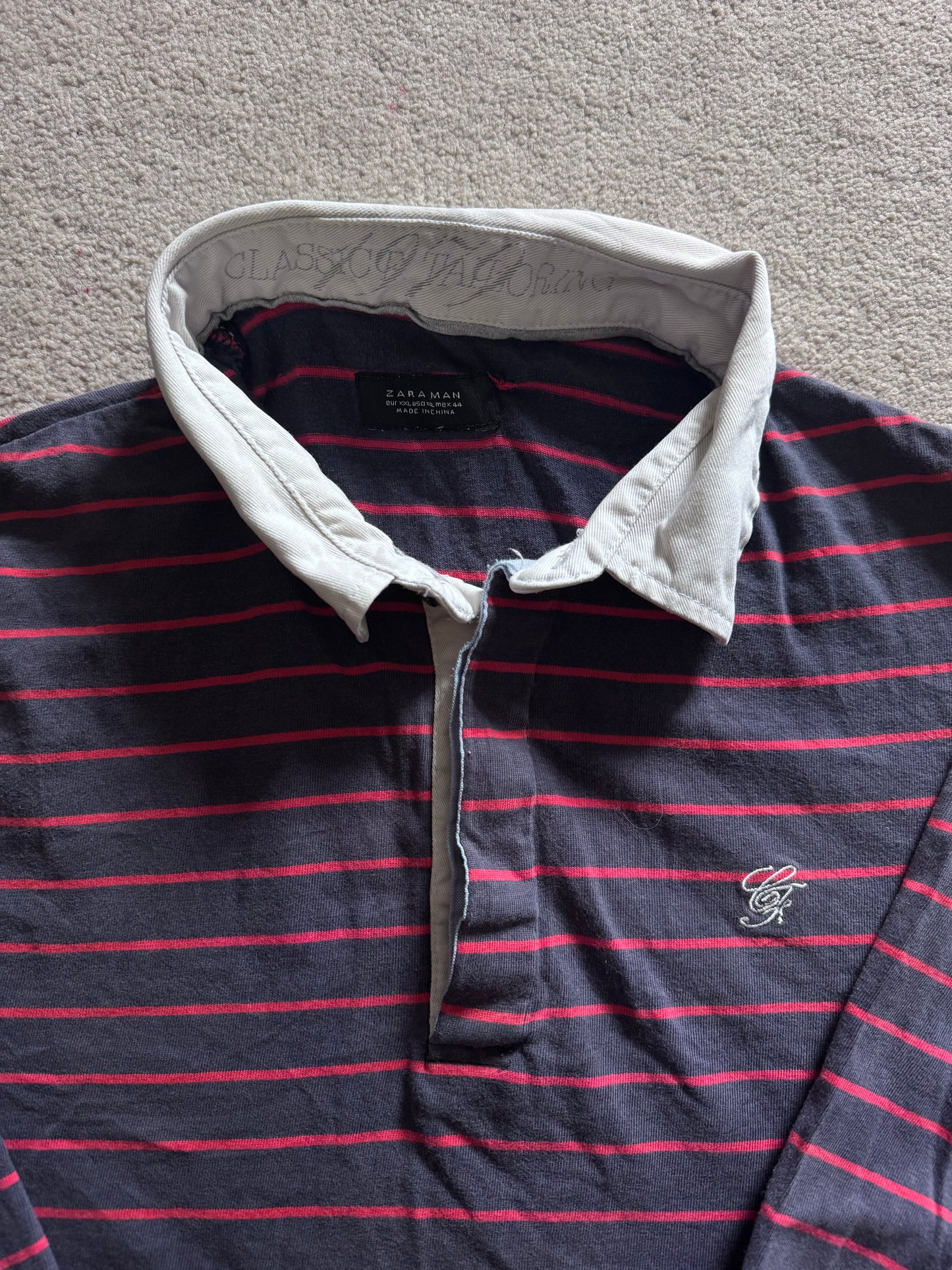 XXL Zara Navy Striped Rugby Shirt