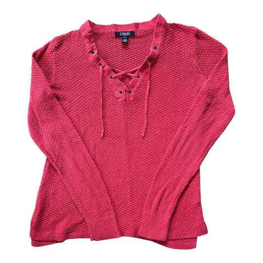 Woman's Small Chaps Pink V-Neck Jumper