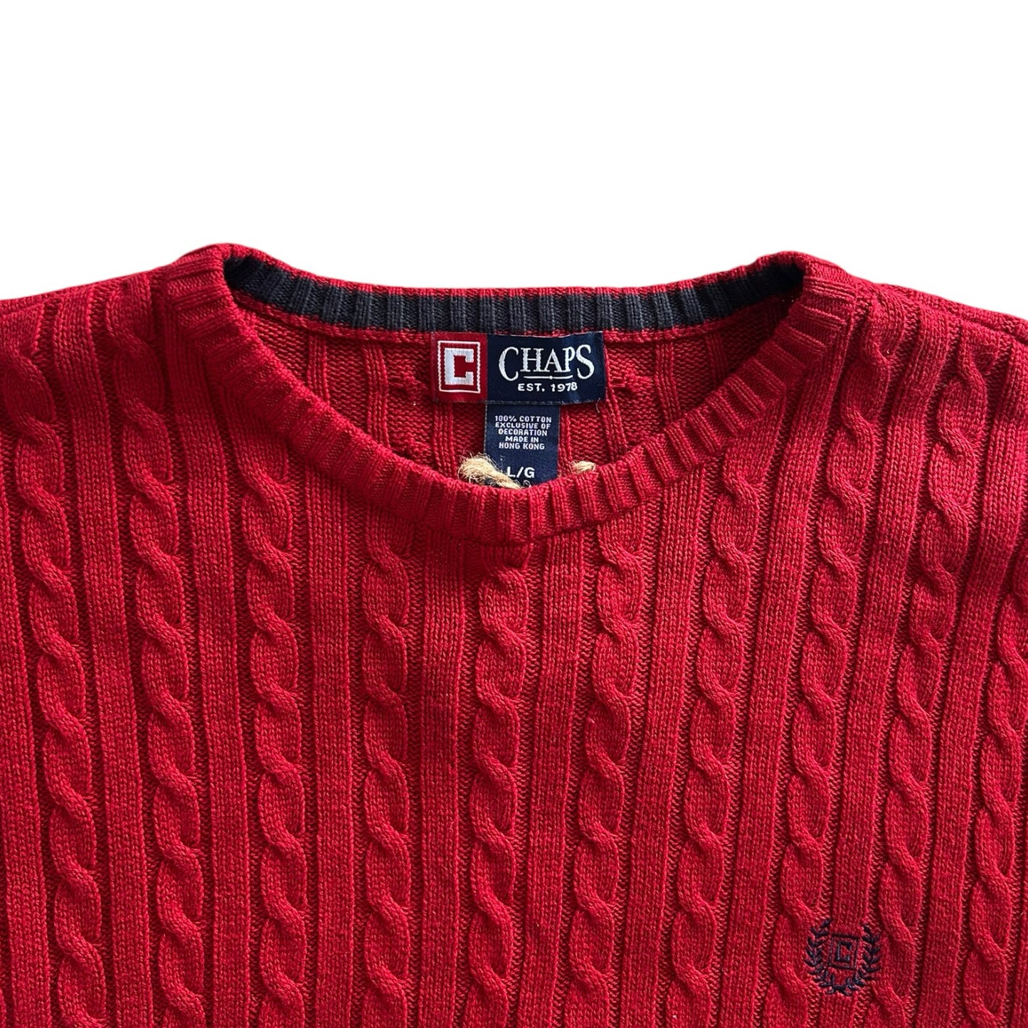 Large Chaps Red Cable Knit Jumper