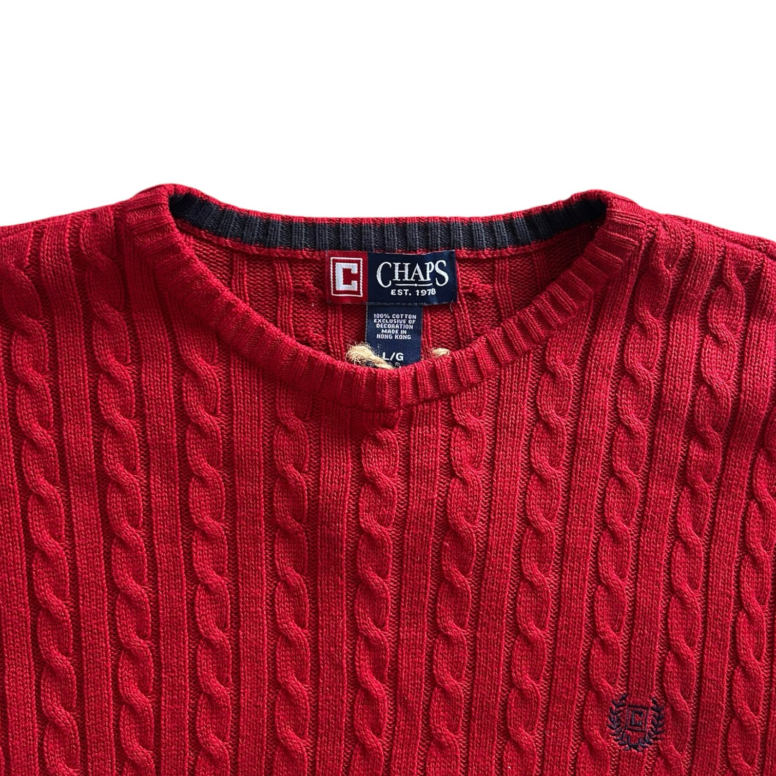 Large Chaps Red Cable Knit Jumper