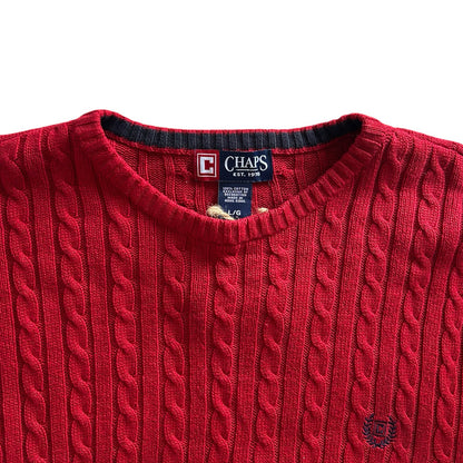 Large Chaps Red Cable Knit Jumper