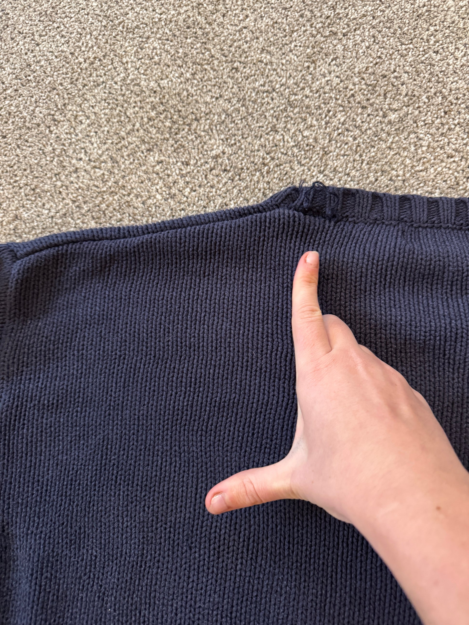 Large Eddie Bauer Navy Knitted Jumper
