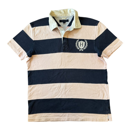 Large Tommy Hilfiger Navy/Pink Short Sleeved Rugby Shirt
