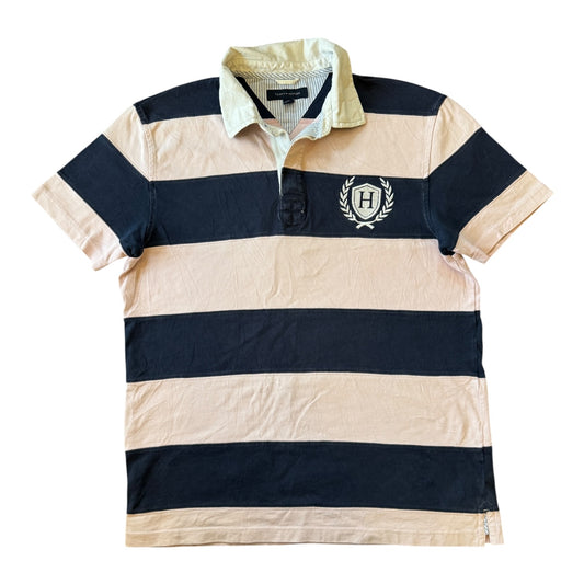 Large Tommy Hilfiger Navy/Pink Short Sleeved Rugby Shirt