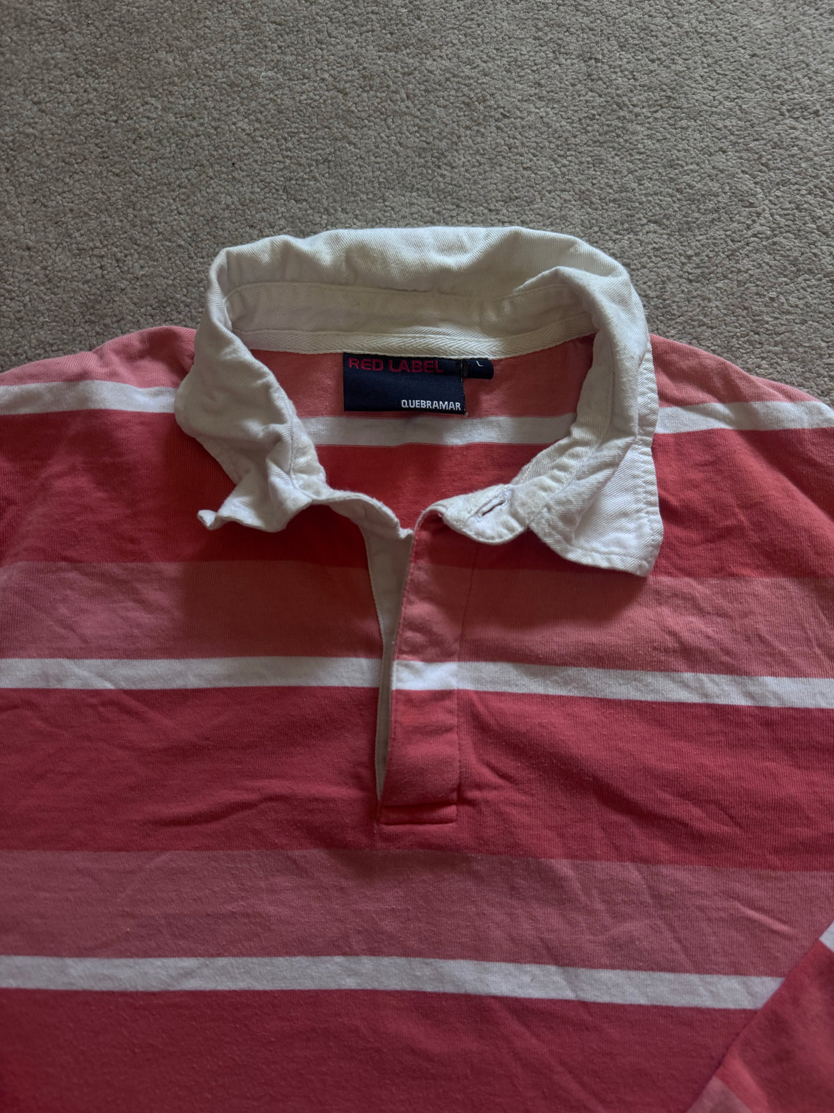 Large Quebramar Pink and White Rugby Shirt