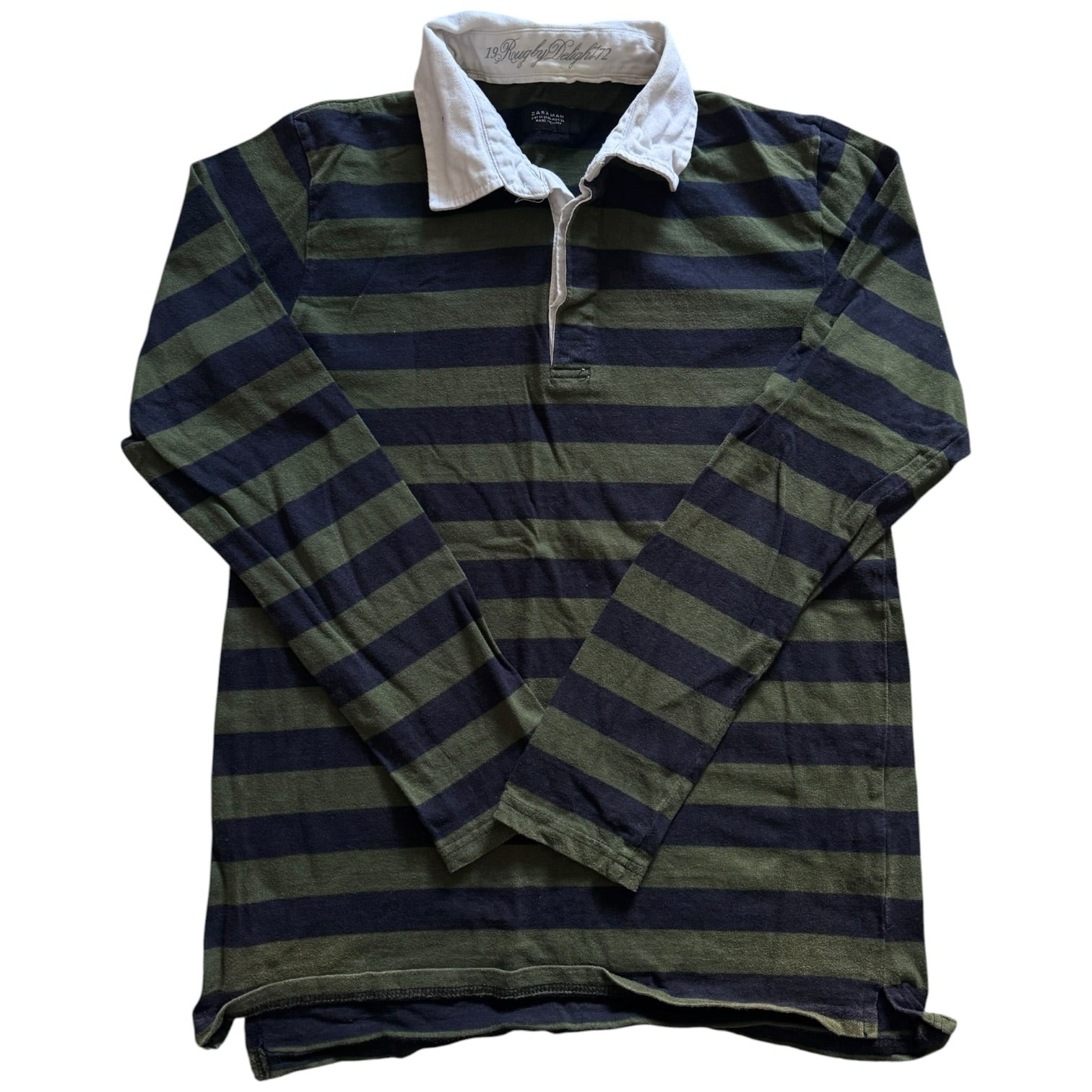Medium Zara Green and Navy Rugby Shirt