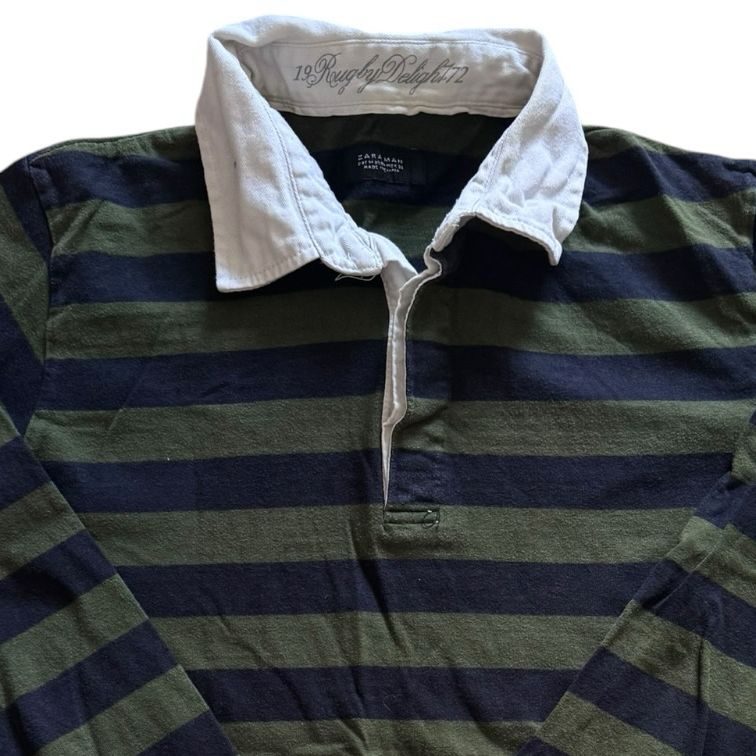 Medium Zara Green and Navy Rugby Shirt
