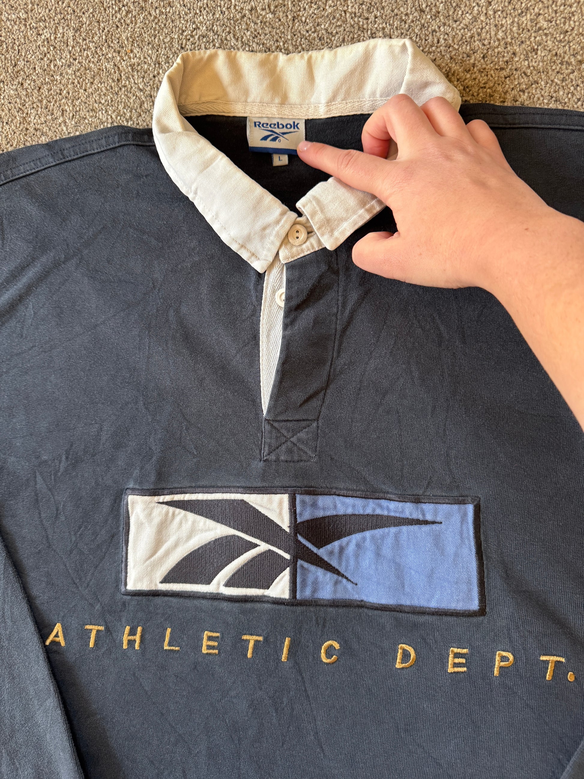 Large Reebok Navy Rugby Shirt