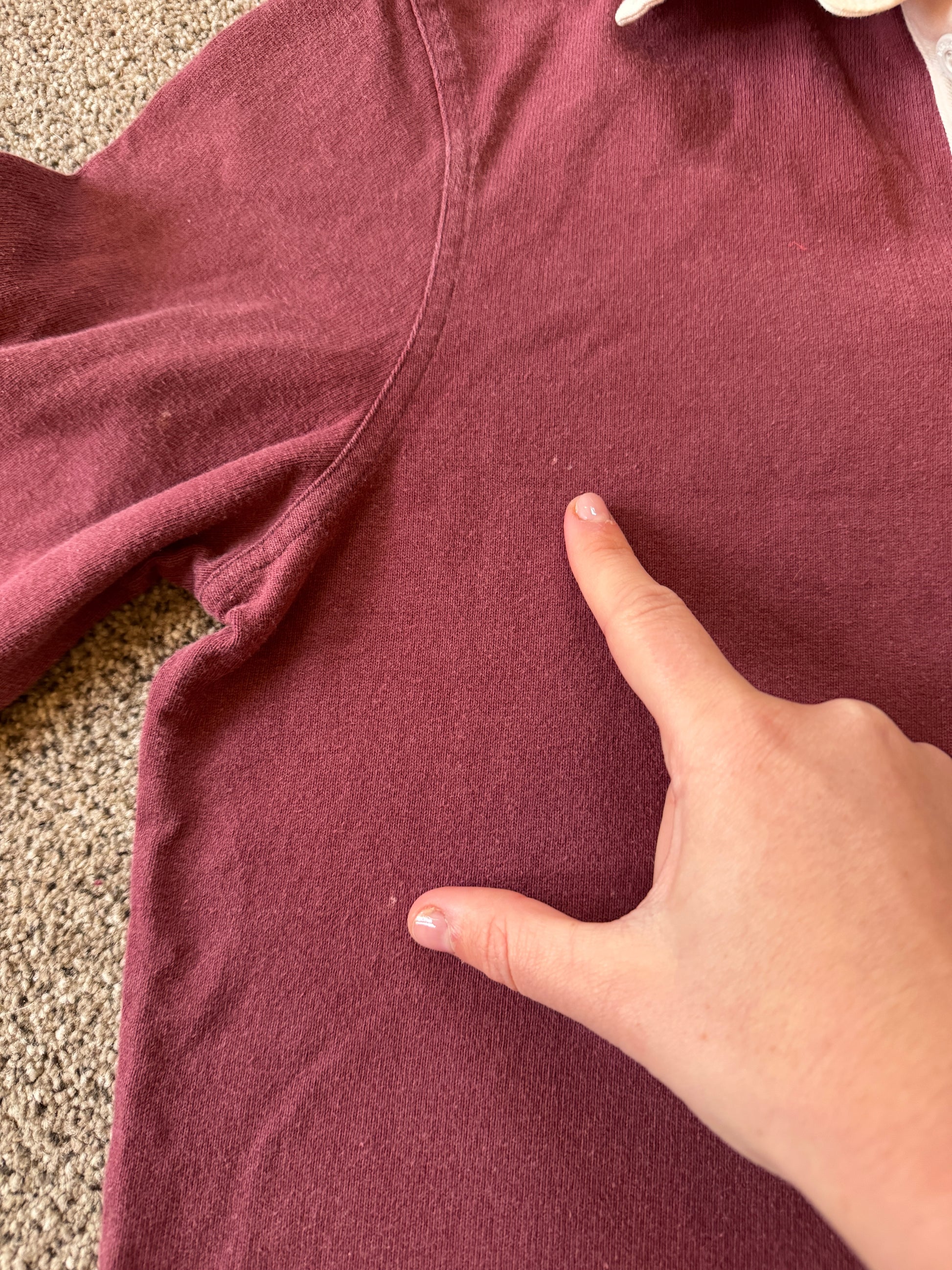 Small Barbour Burgundy Red Rugby Shirt