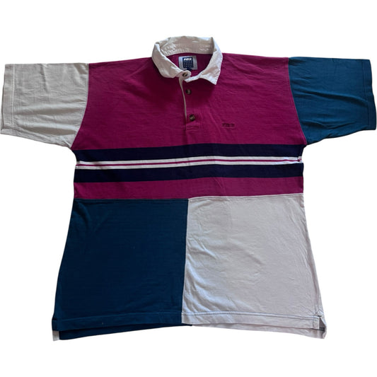Large TBS Red, White and Navy Blue Rugby Polo Shirt