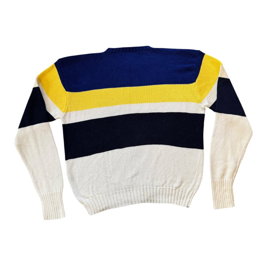 Extra large 90's Ralph Lauren White, Blue, Yellow and Black Knitted Jumper