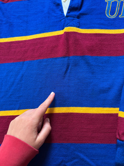 Vintage 80s-90s XXL Adidas Blue, Red and Yellow Striped UL Rugby Shirt