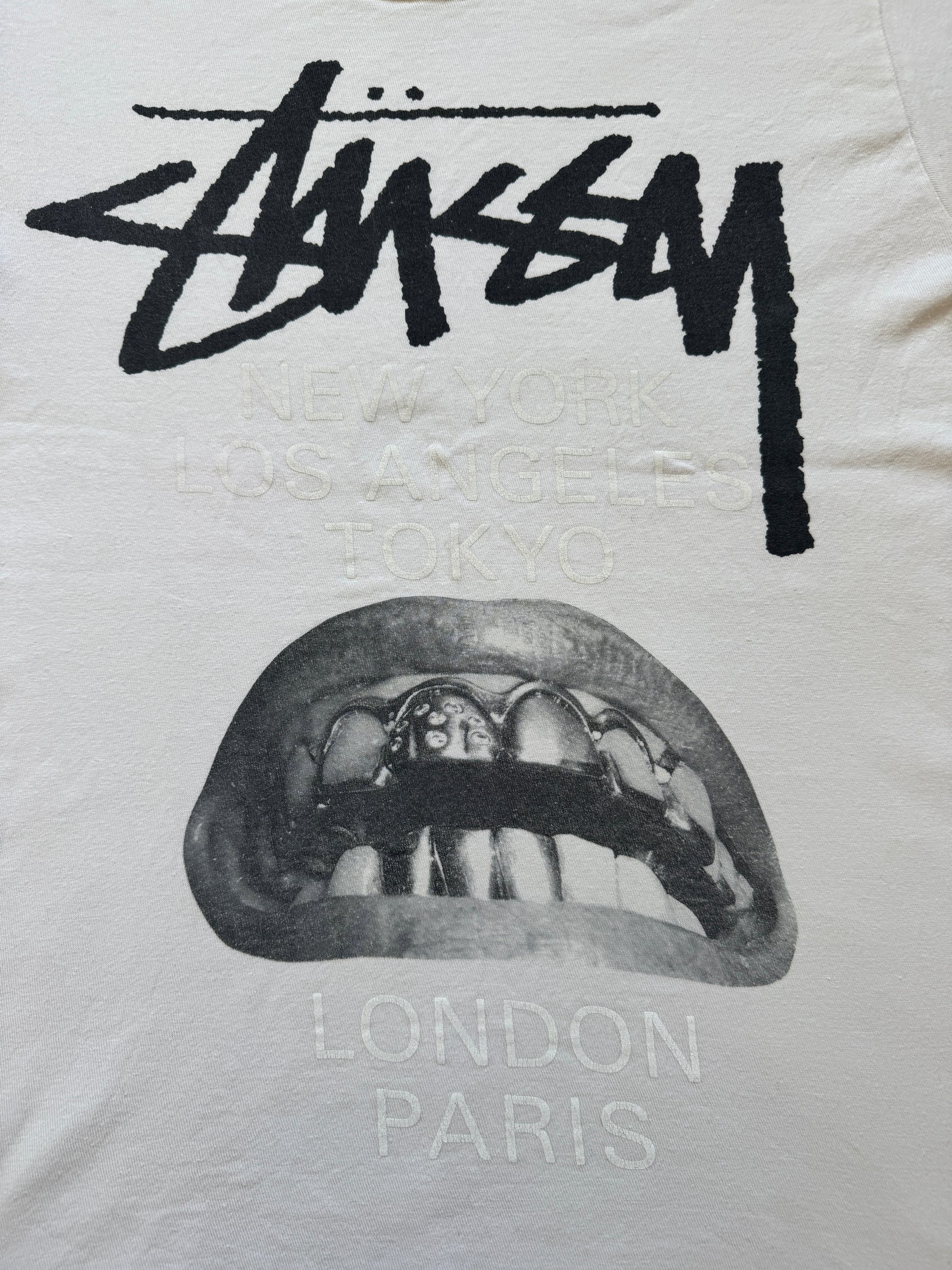 Small Stussy Rick Owens World Tour Collection White T-Shirt